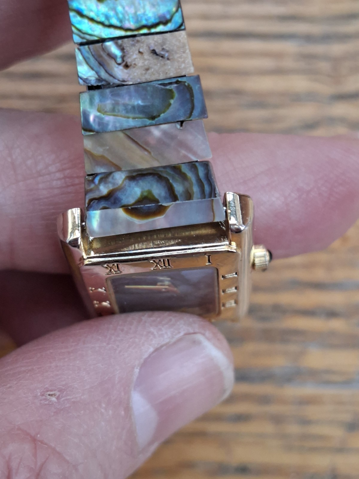 Unitron all abalone dial and bracelet ladies watch
