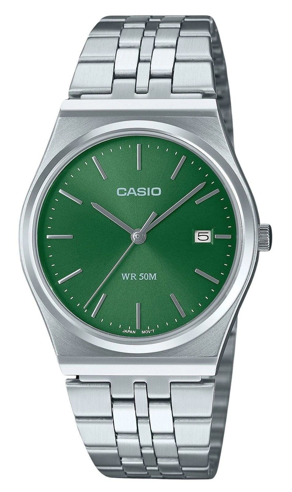 Casio Vintage Green Dial Silver Tone Stainless Steel Men’s Watch MTP-B145D-3AV