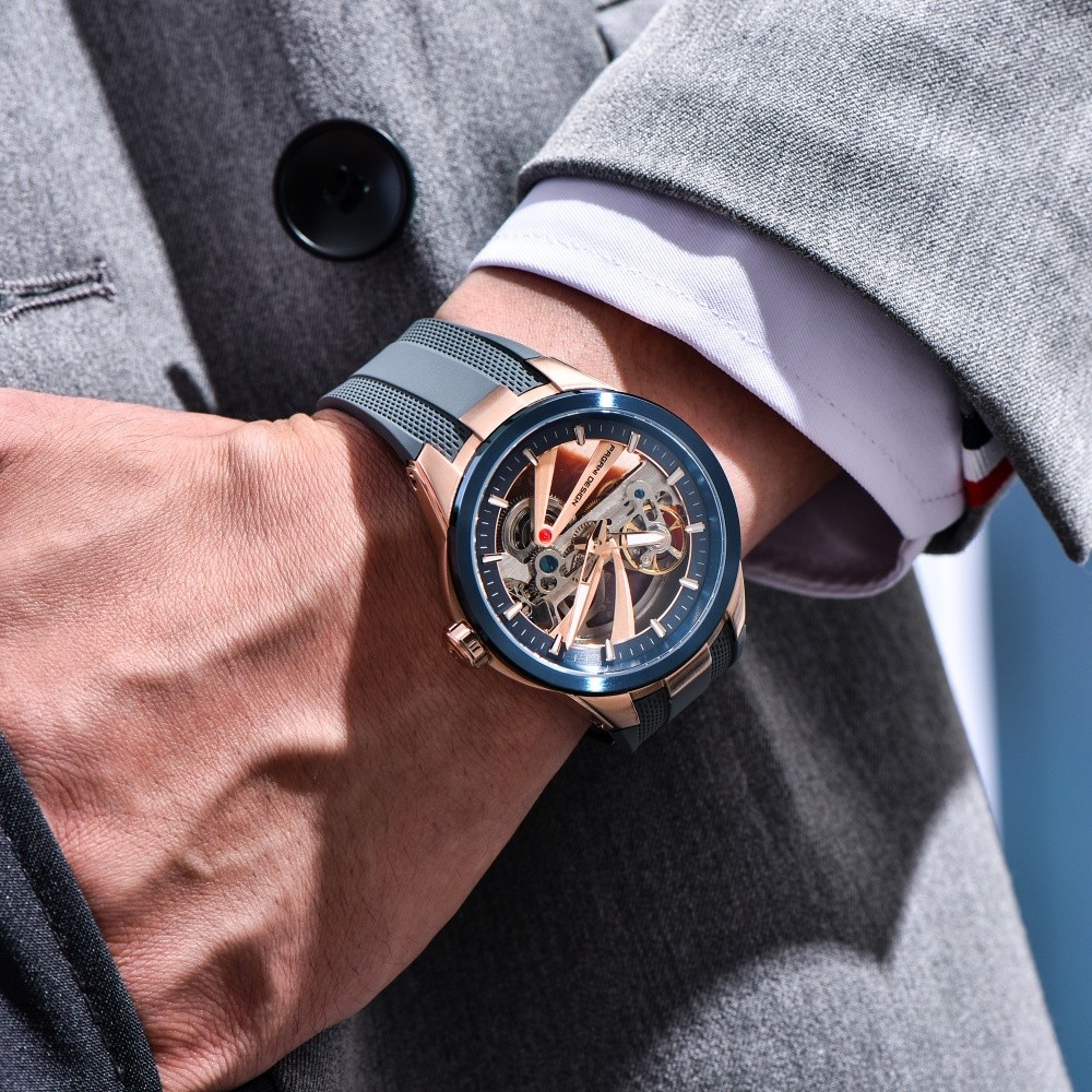 Men Automatic Mechanical Watch 42mm Skeleton Dial 100M Waterproof Sapphire Glass