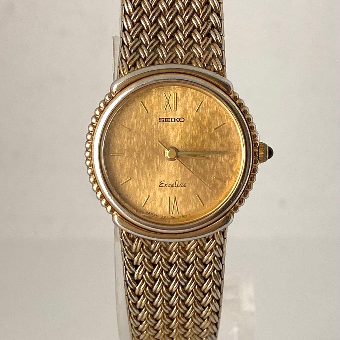Working Vintage SEIKO EXCELINE Round Gold Watch