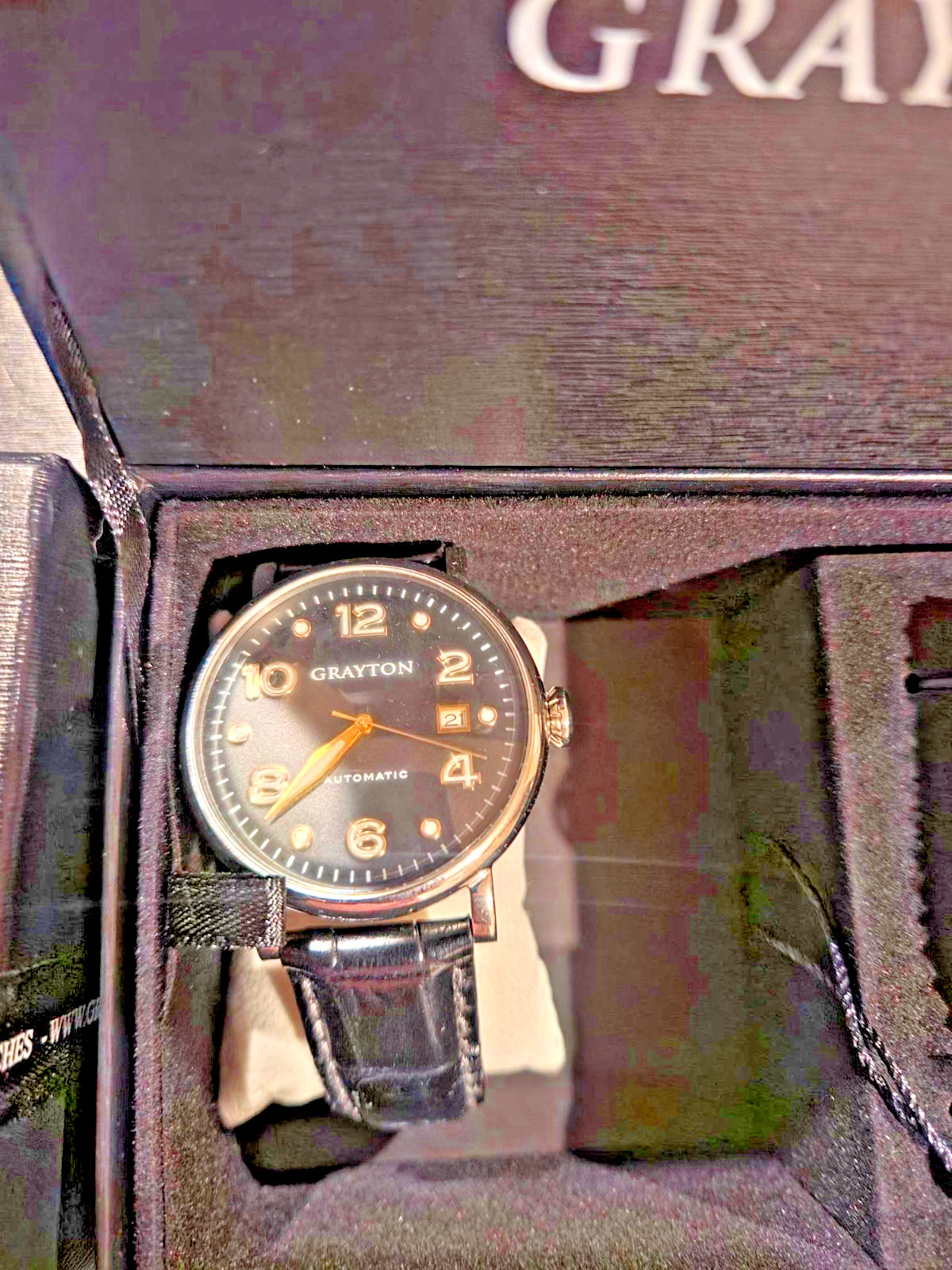 Grayton Automatic Watch Blac Dial Swiss ETA 2824-2 Full Kit Box & Papers