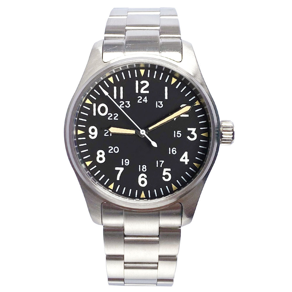 Retro 39mm Tandorio Black Dial Sapphire Glass Japan NH35A Automatic Mens Watch