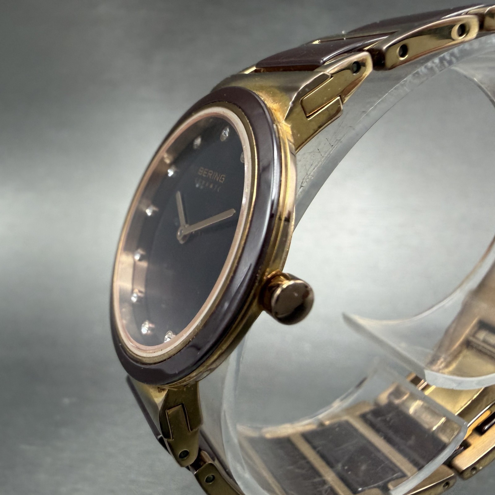 Bering Ceramic Watch Women 29mm MOP dial Rose Gold Tone Round 10729-765 New Batt