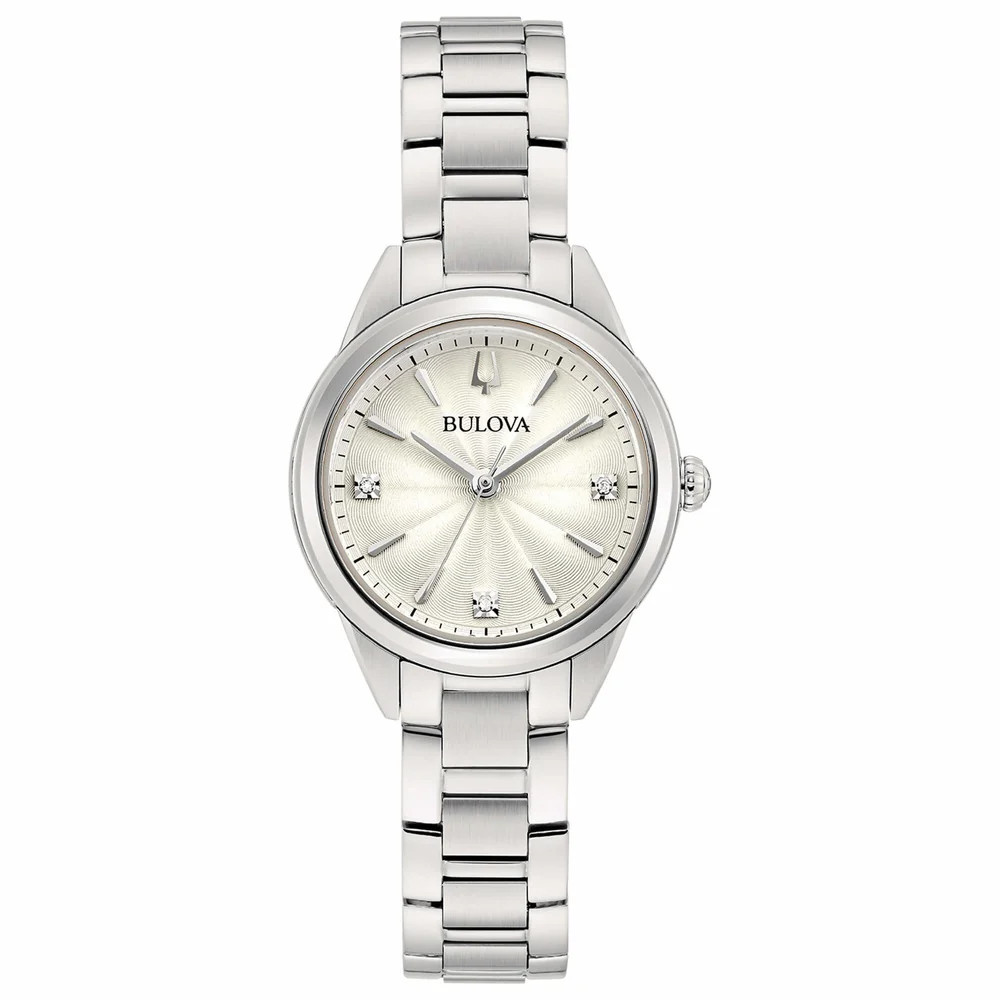 Bulova Sutton 96P219 Women’s Watch Silver Dial Stainless Steel Bracelet 28 mm