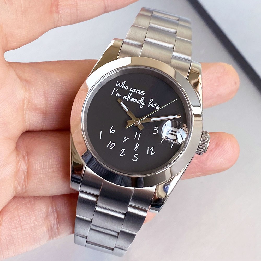 Black 20ATM Diver 36mm 39mm Japan NH35 Automatic Men Watch Blue White Text Dial