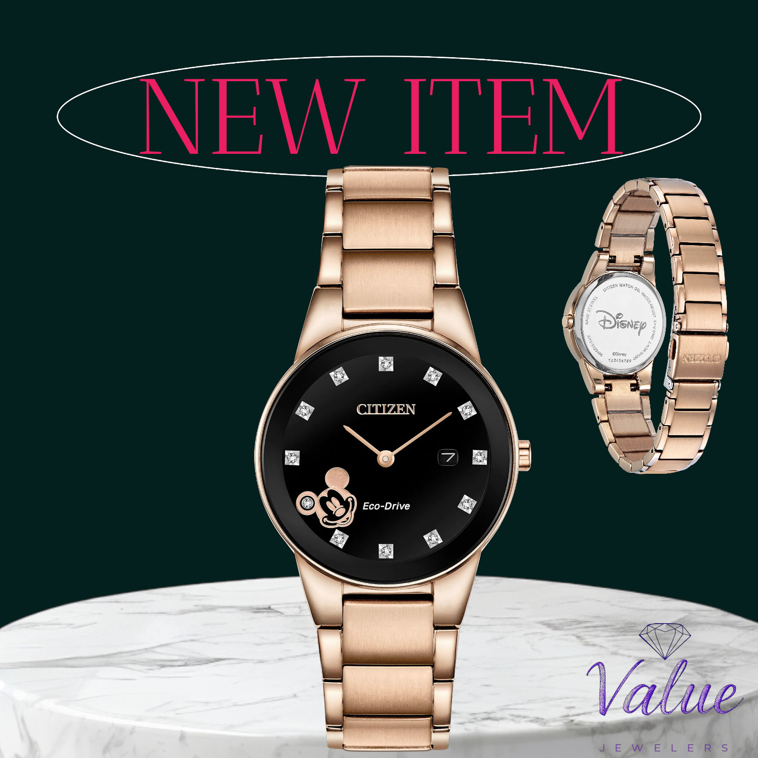 Citizen Eco-Drive Mickey Mouse Women’s Diamond Accent Watch 30MM GA1056-54W $495