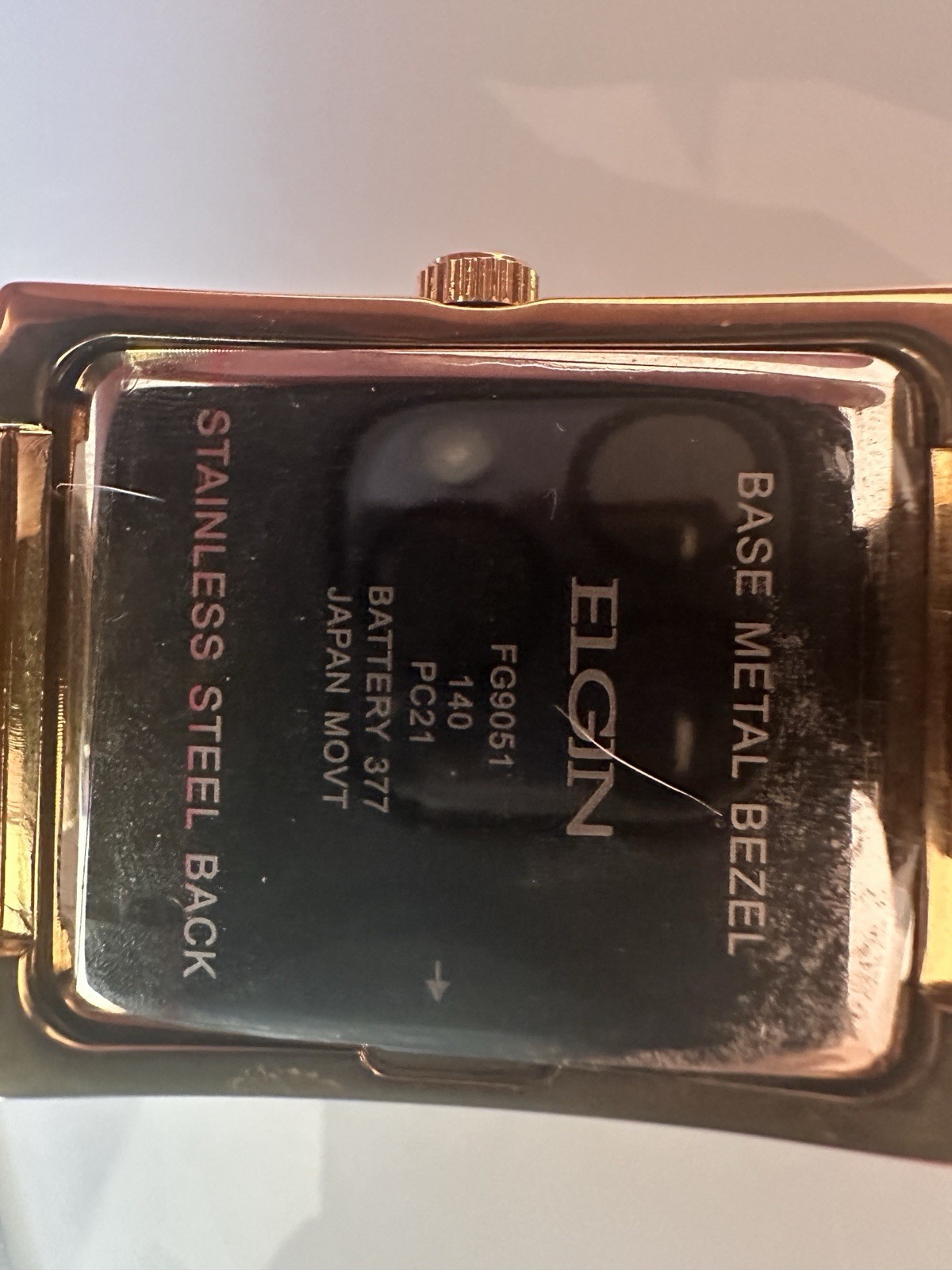 Elgin FG9051 Women Rectangular Gold Tone Crystal Cross NIB