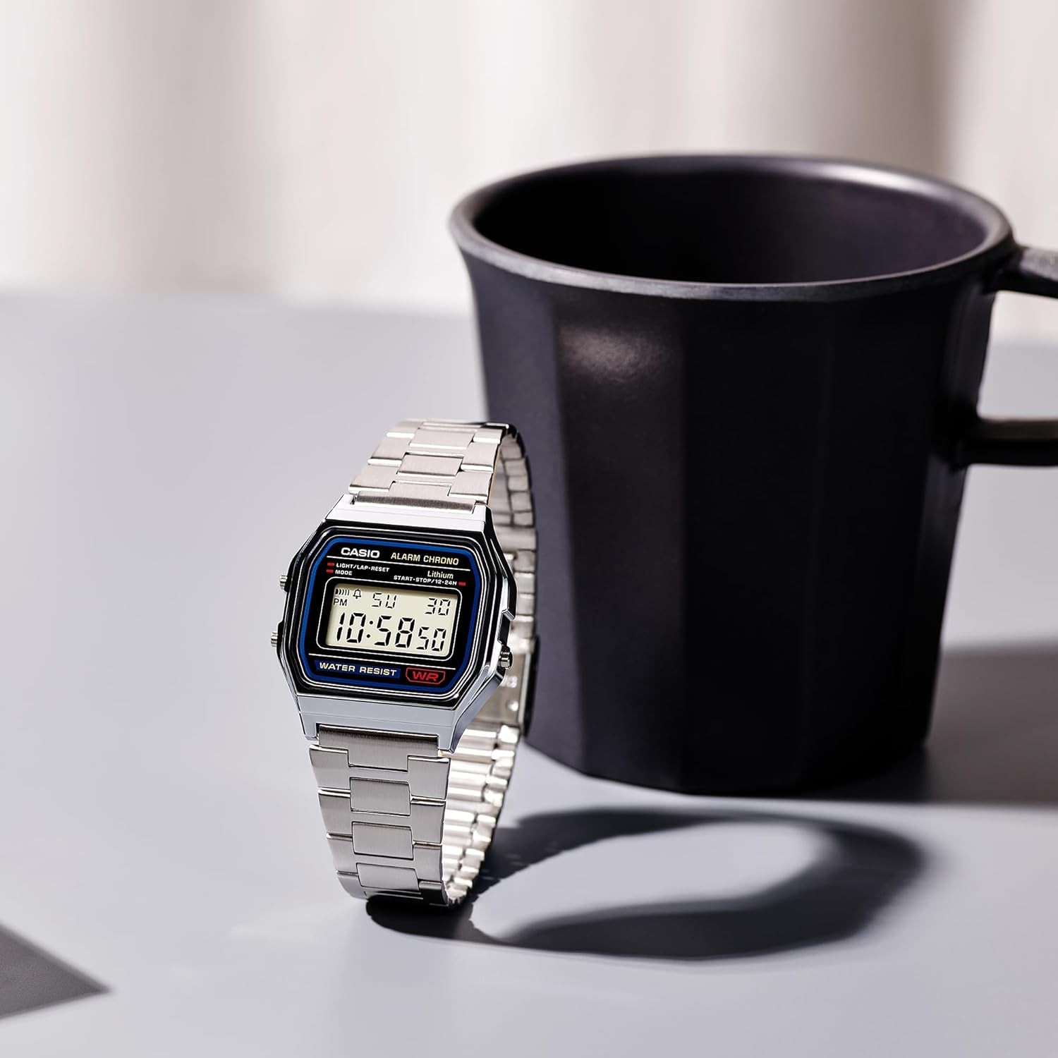 Casio A158WA Unisex Digital Watch Vintage 100s Stopwatch Alarm 7-Year Battery WR