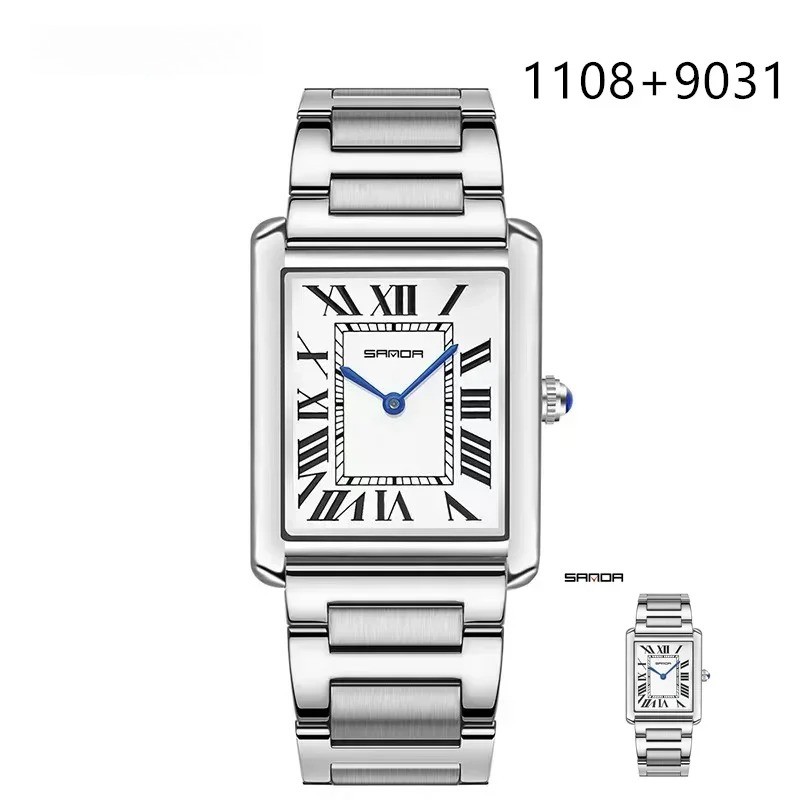 Men Women Square Dial Quartz Watch Leather Strap Waterproof Sport Casual