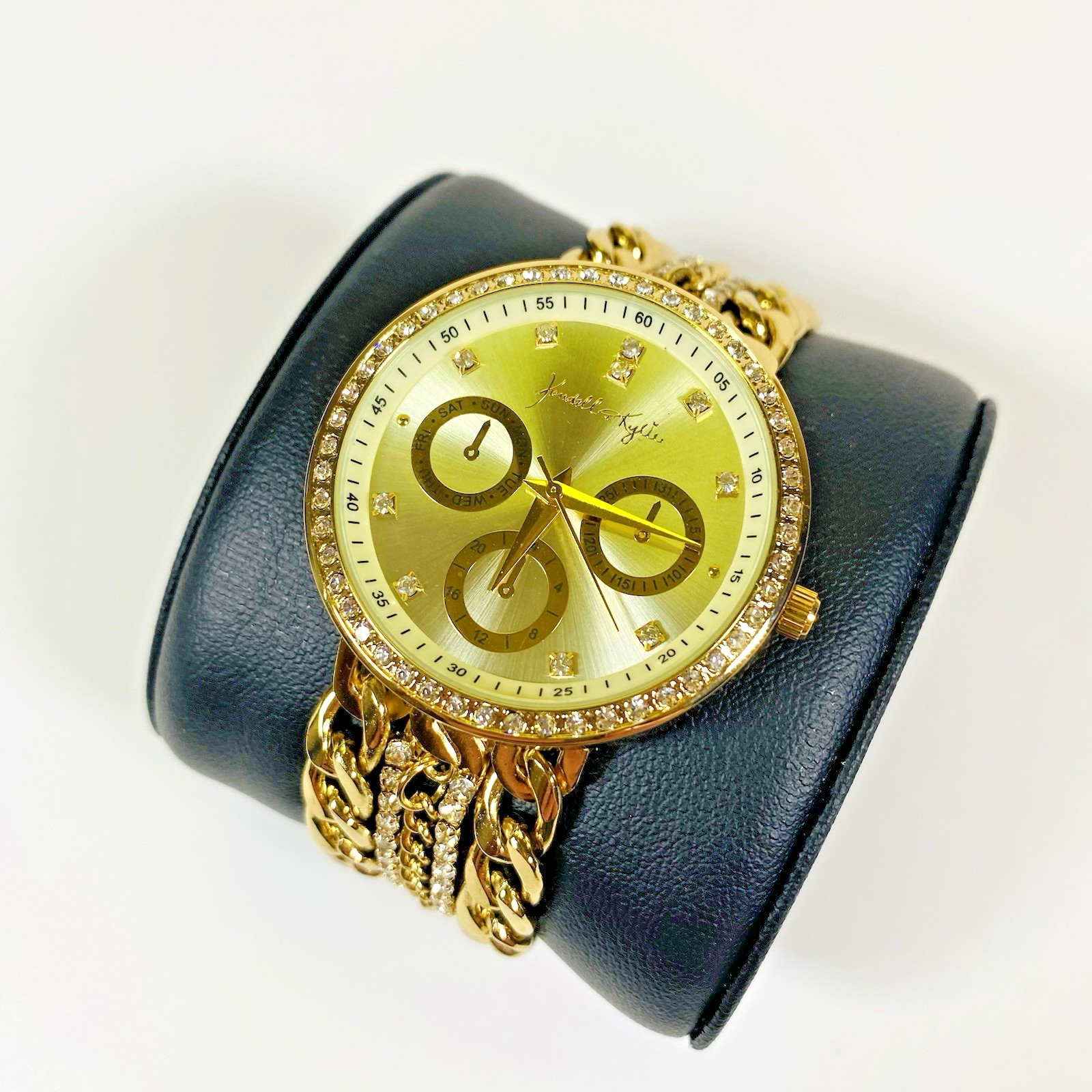 Kendall + Kylie Quartz Movement Gold Watch Chunky Chain w/ Clasp Closure Jewelry