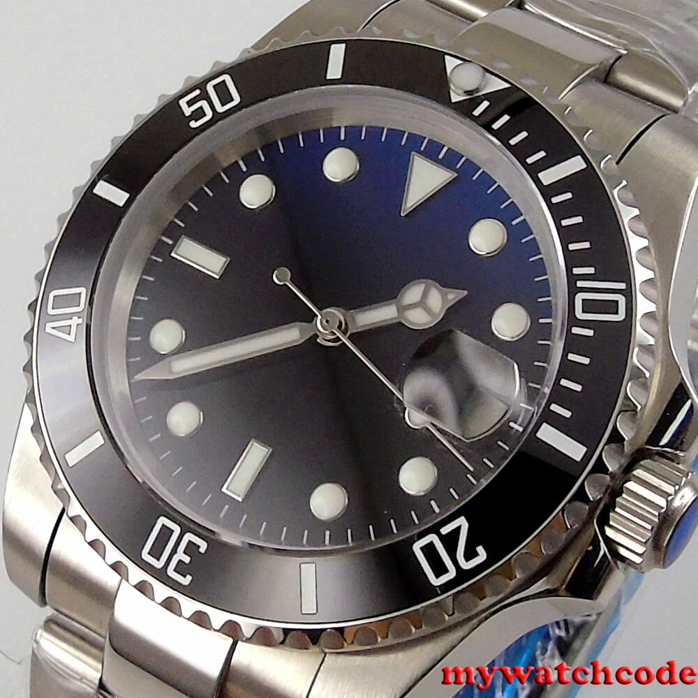 40mm BLIGER Blue Fade Dial Ceramic Bezel NH35A Automatic mens Watch Sapphire