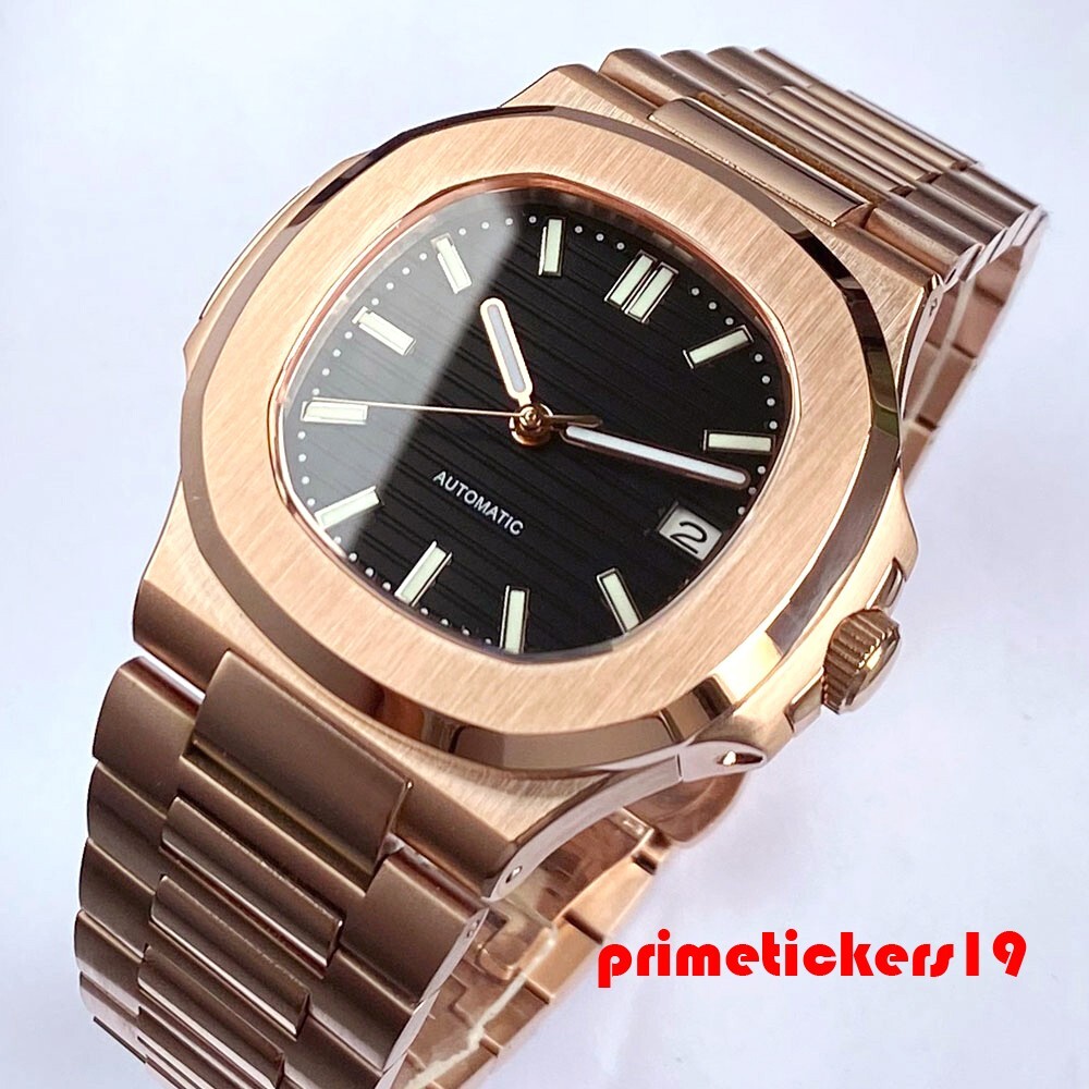 Tandorio Automatic NH35 Sapphire 40mm Rose Gold Square Watch for Men Date Lume