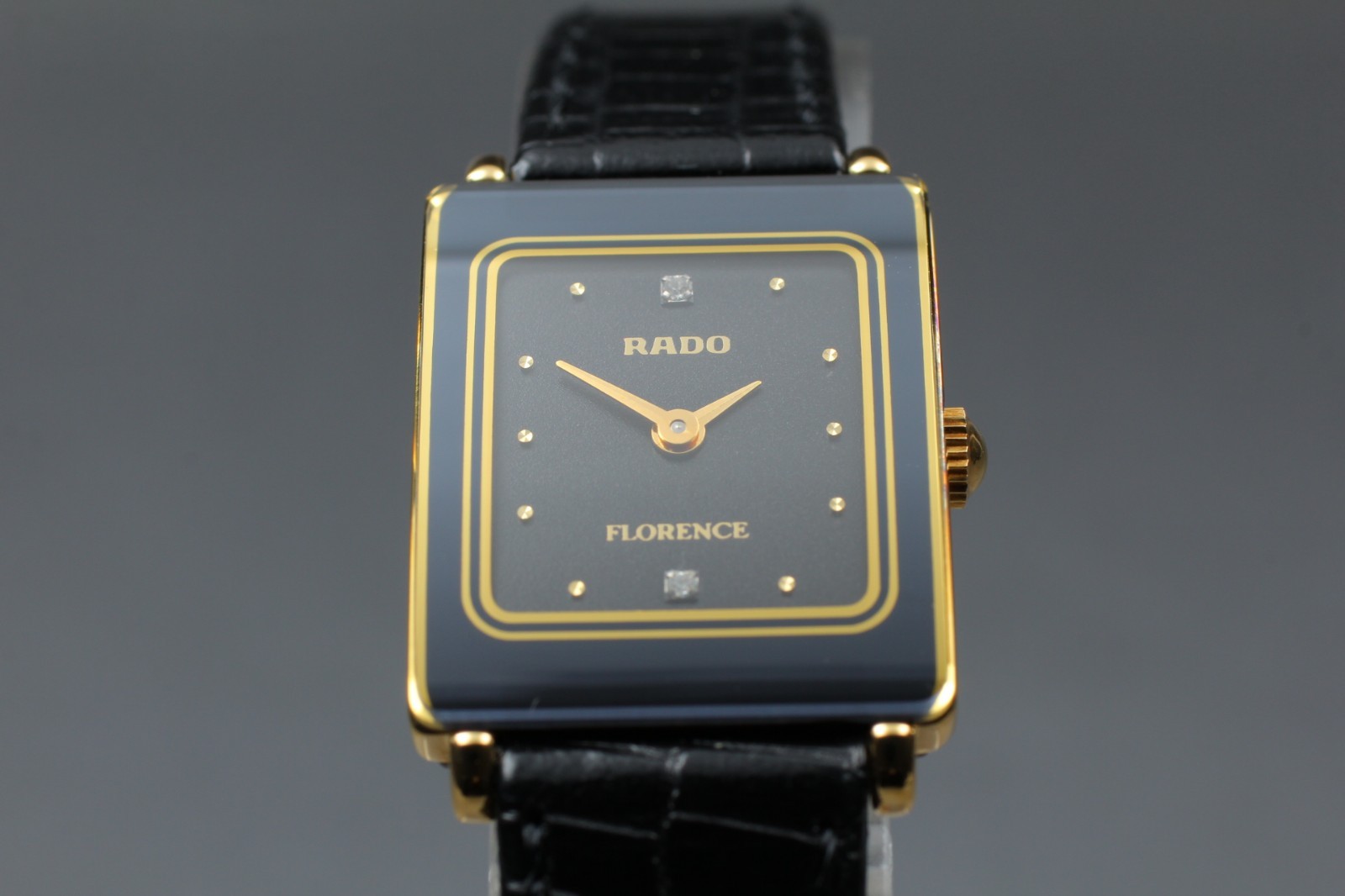 [Near Mint] RADO Florence 153.3606.2N Black Dial Genuine Leather Quartz Women’s