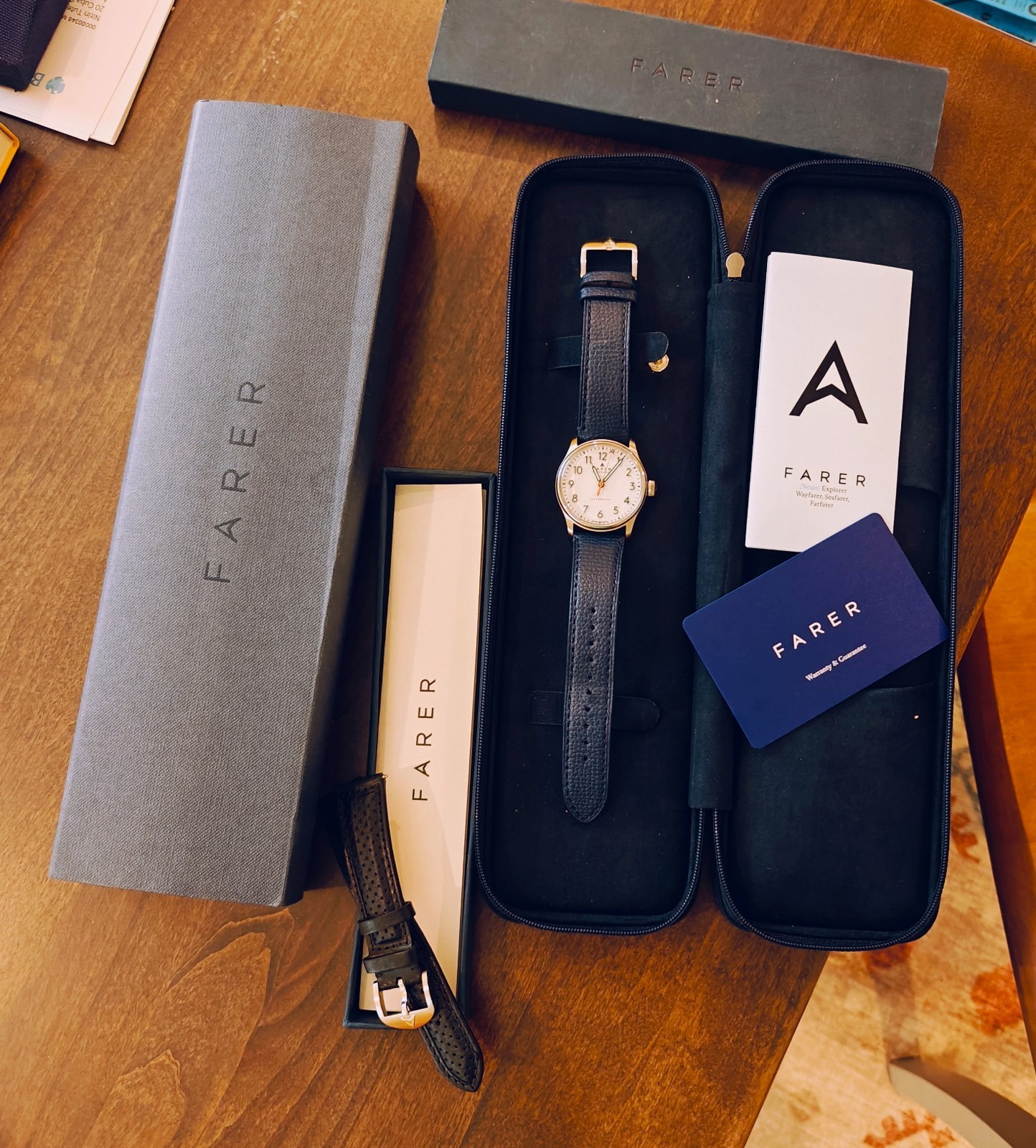 Farer Resolute 36 mm Automatic | White Dial | G101 |Pilot Blue Strap| Kit Papers