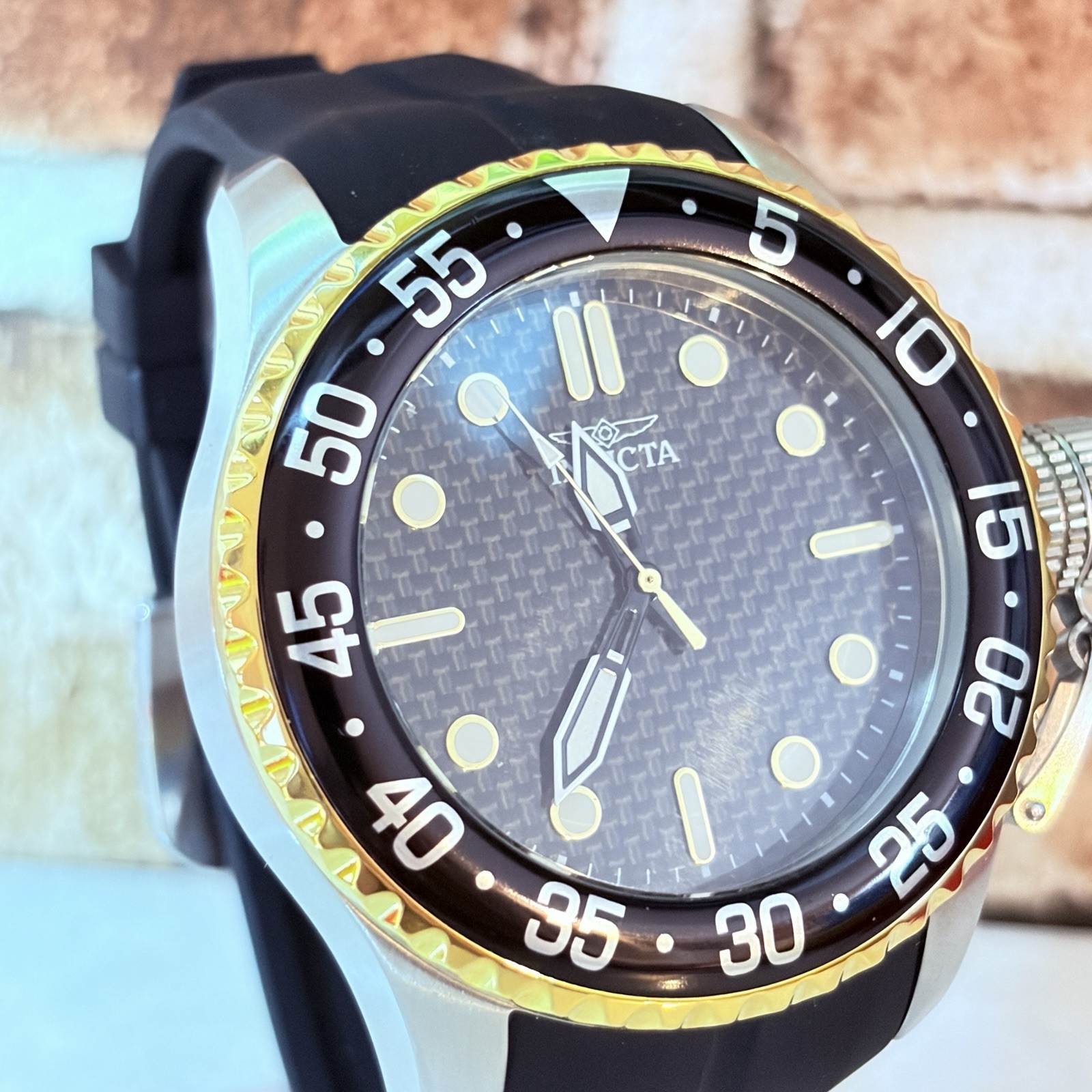 Invicta 32964 Pro Diver Men’s 50mm Black Carbon Fiber Dial Quartz Watch Silicone