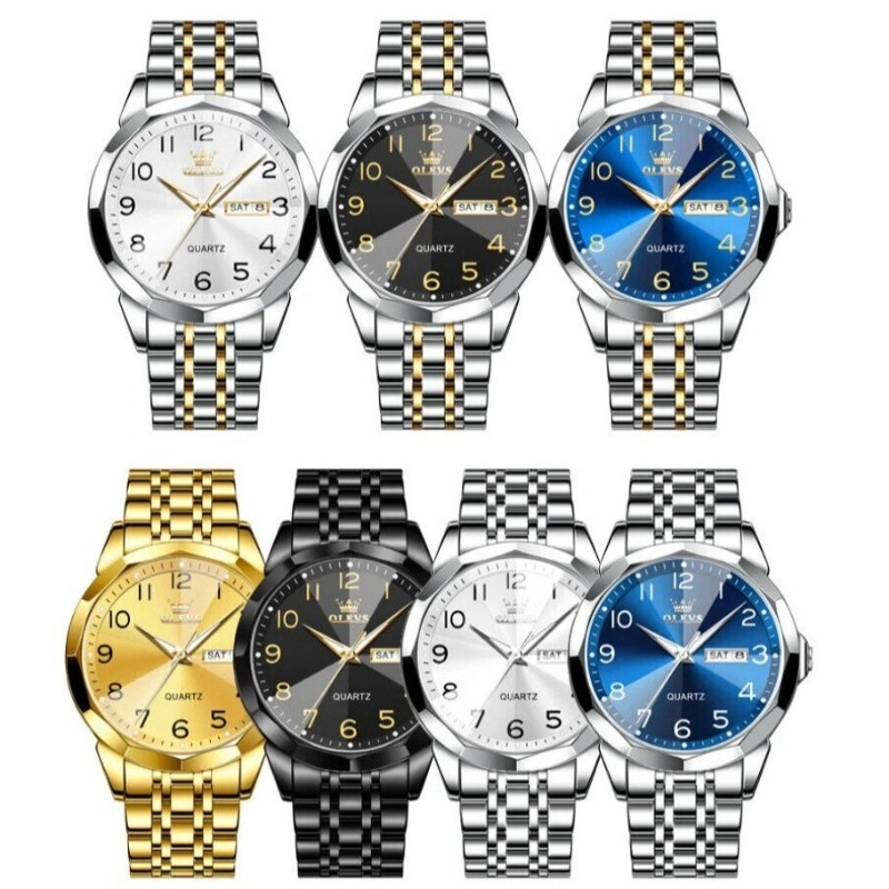 OLEVS Luxury Men’s Quartz Watch Business 3 Bar Luminous Stainless Steel Watch