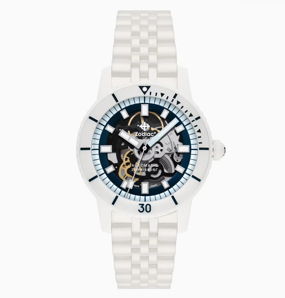 Zodiac Super Sea Wolf Ceramic Compression Diver Skeleton Dial Auto Watch ZO9594
