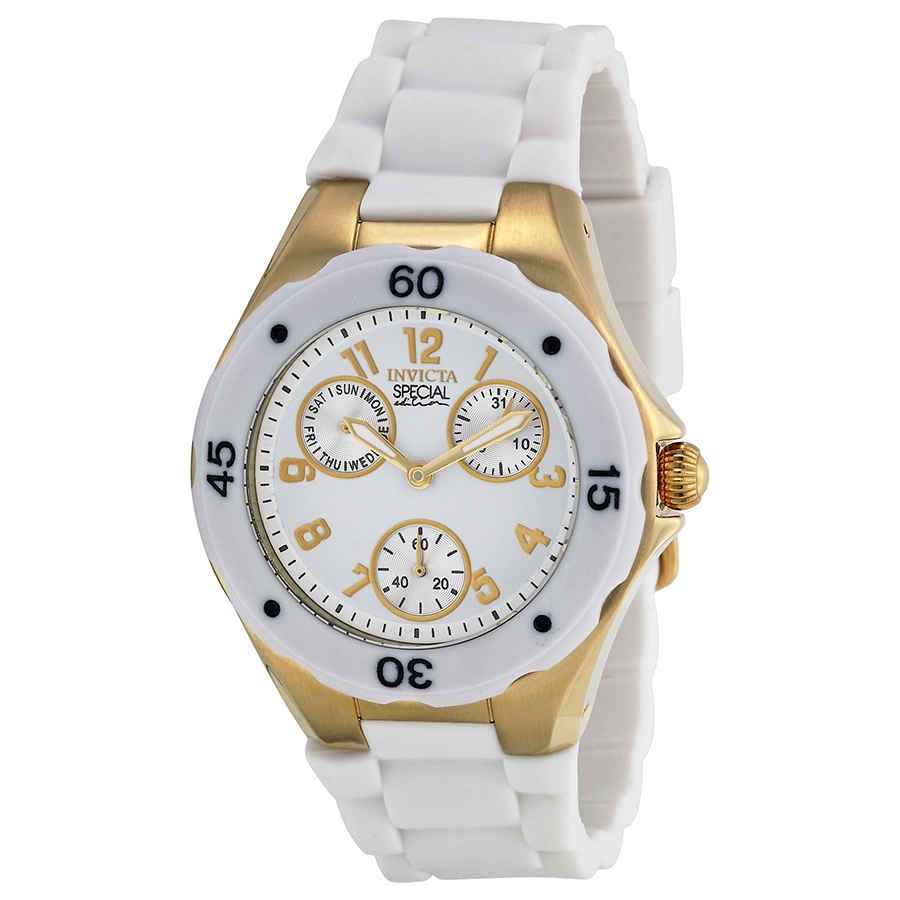 Invicta Angel Multi-Function White Sunray Dial White Silicone Ladies Watch 18796