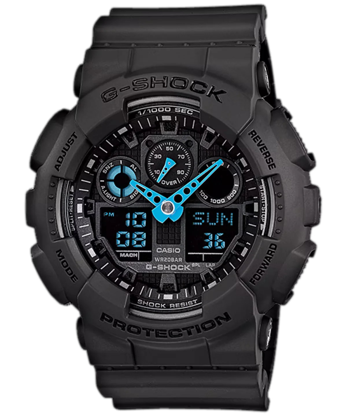 Casio G-Shock GA100C-8A Men’s Analog Digital X Large Dark Grey/ Neon Blue Watch