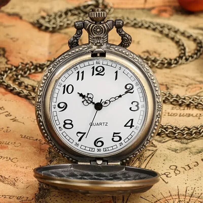 Reloj bolsillo analógico cuarzo bronce antiguo Fuerza Aérea EE. UU cadena regalo