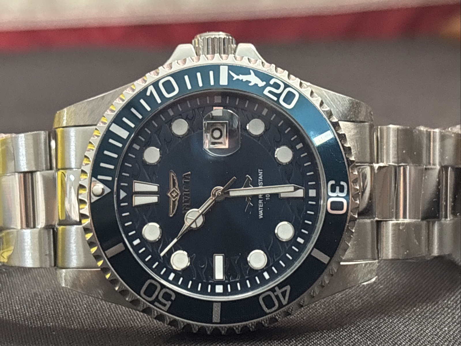 Invictas Blue Green Dial Pro Diver 43mm On SS Band Mens Watch #30019