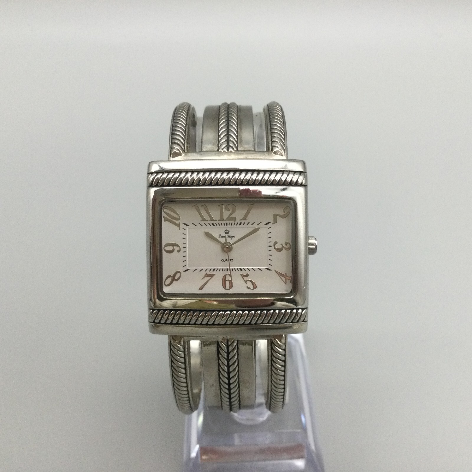 Premier Designs Watch Women 31mm Silver Tone Open Cuff Band New Battery