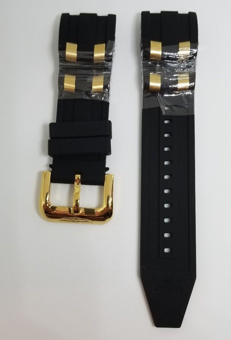 OEM Invicta Pro Diver Scuba Black Rubber Gold Inserts Strap Band 6981 6983