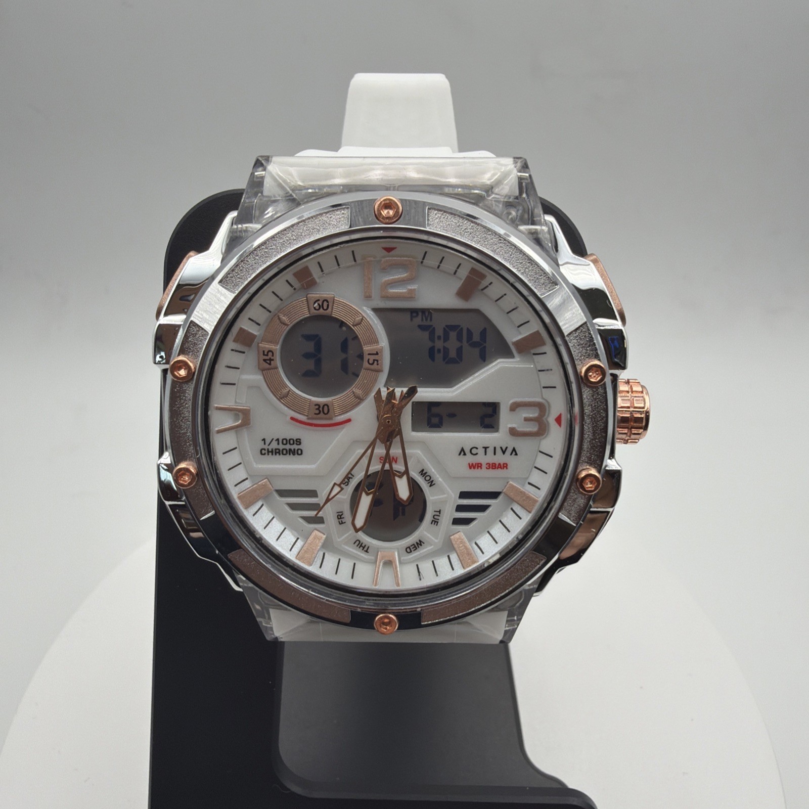 Activa X by Invicta Men’s Digital Watch – White/Rose Gold – Digital – 50M Water