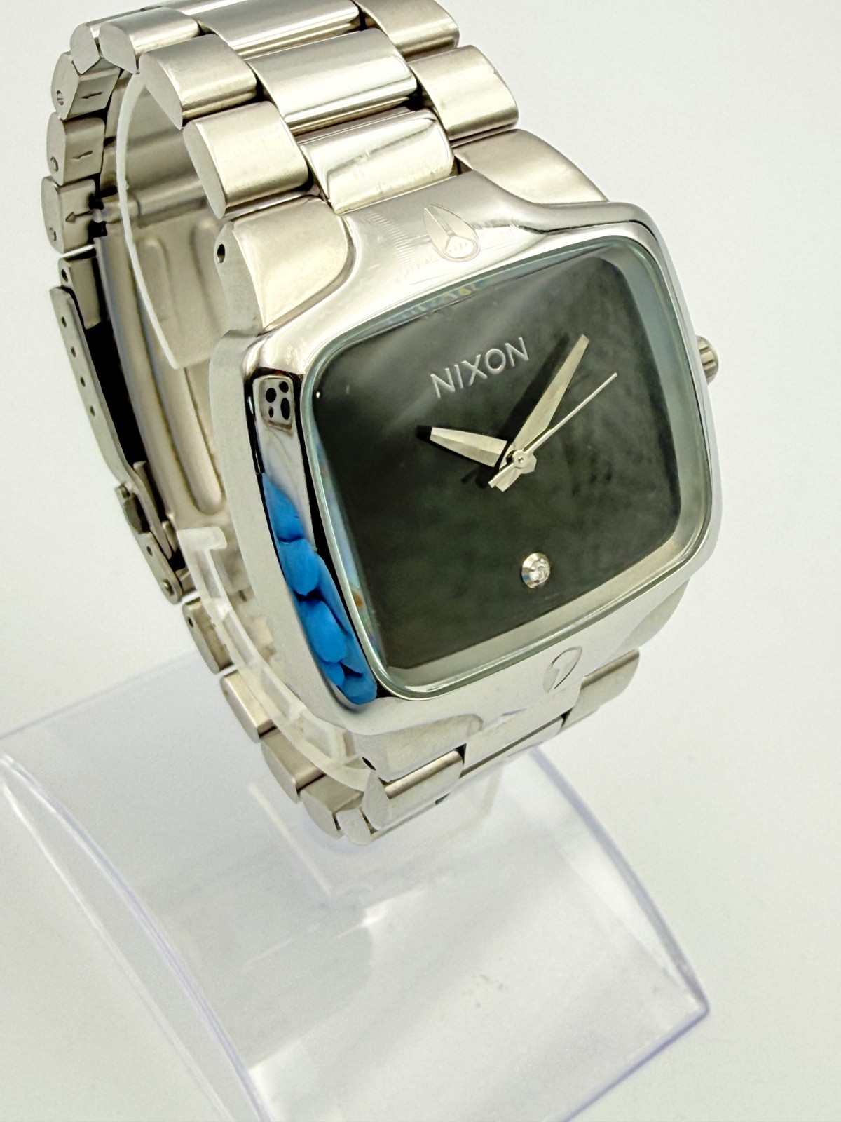 NIXON The Player Black Dial Silver Quartz Watch Wrist 16.5cm (6.5 in) – Rank B