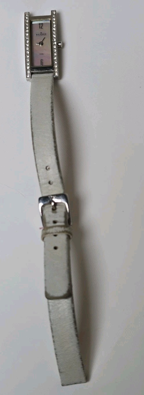 Skagen Denmark Stainless Steel Denmark Quartz LeatherStrap Ladie’s Watch 15x28mm