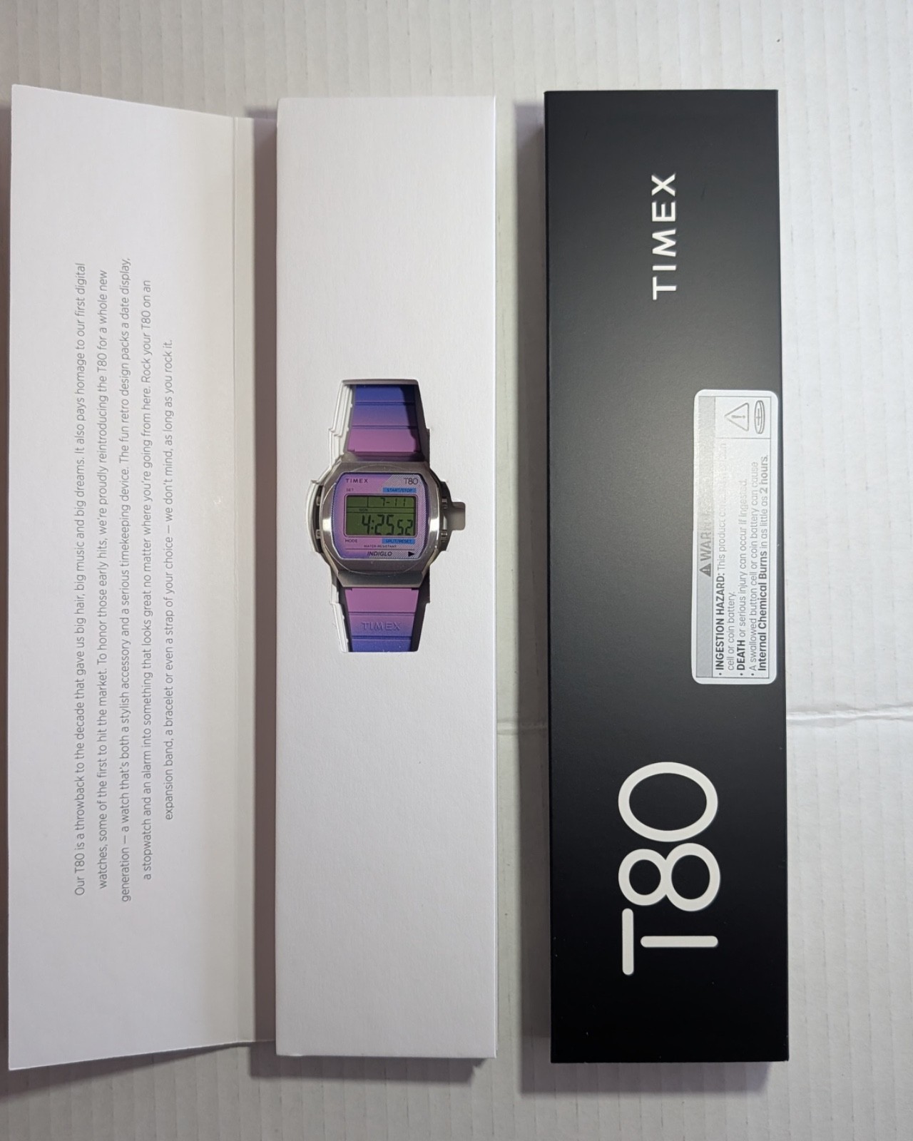 Timex T80 Pink Purple Blue Stainless Steel Resin Strap Watch TW2V74600