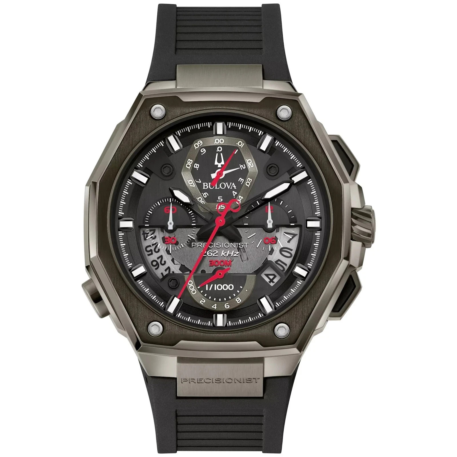 Bulova 98B358 Precisionist 45mm Men’s Chronograph Black Rubber Watch