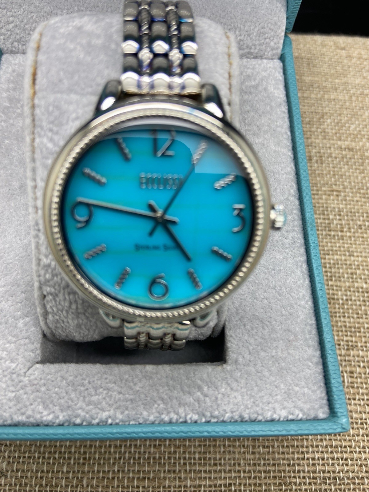 Ecclissi STERLING SILVER SLEEPING BEAUTY TURQUOISE FACE LADIES WATCH 33820 NIB