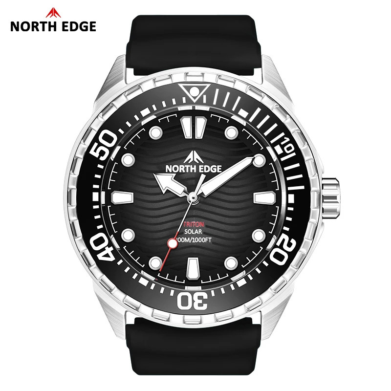 TRITON-TI Titanium Stainless Solar-Powered Diving Watch Luxury Quartz Watches fo