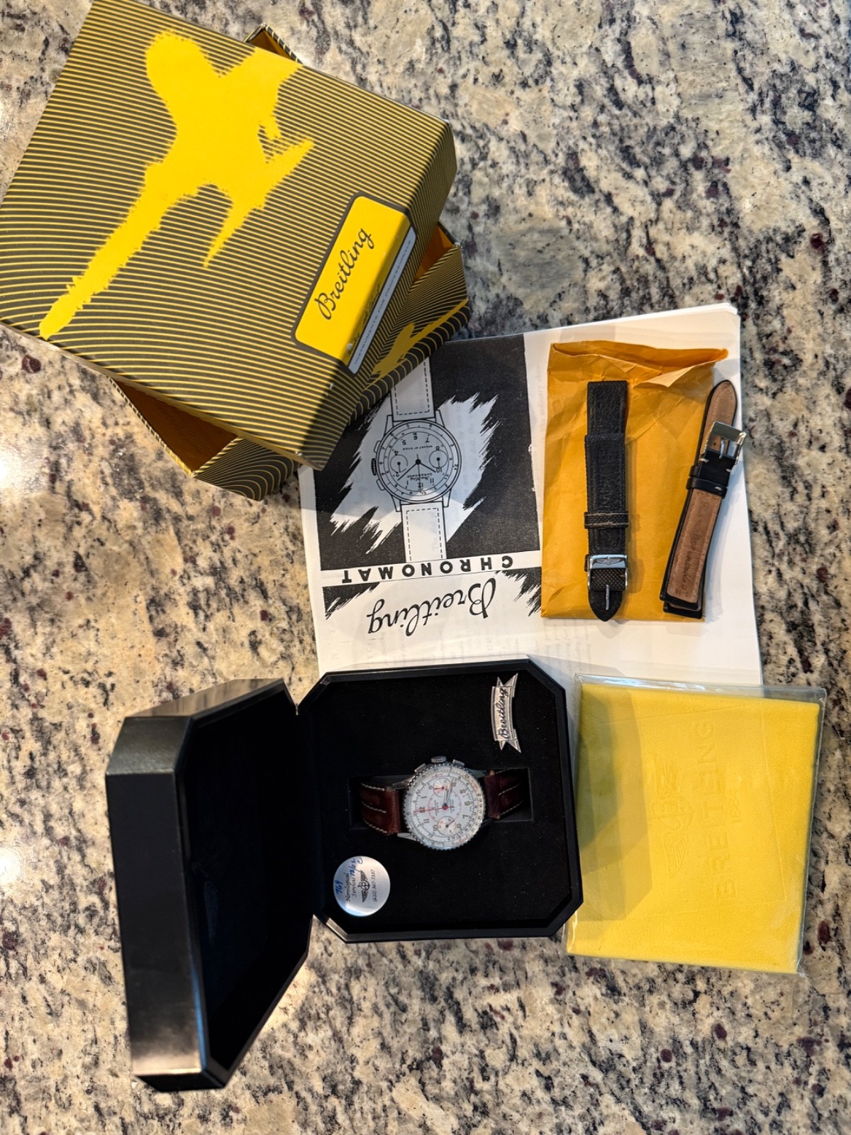 Vintage 1946 Breitling Chronomat Ref 769 Chronograph Slide Rule Serviced w/Box