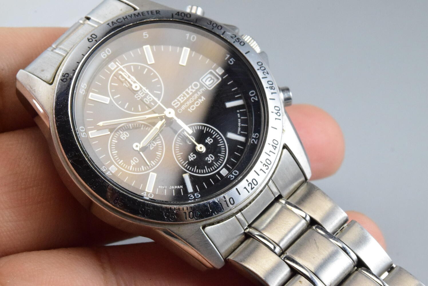 Vintage watch Seiko Chronograph 7T92-0DW0 Black Men Quartz Round 40mm