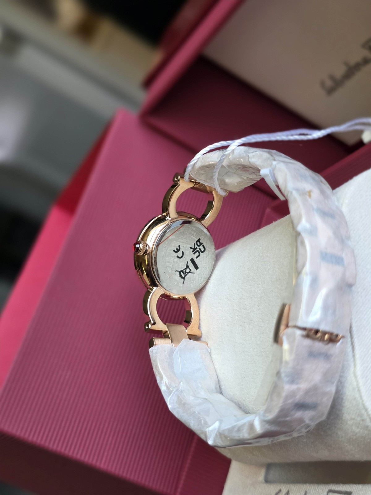 Brand New Ferragamo Double Gancini Stud IPRG Women’s Bracelet Watch- SFMI00322