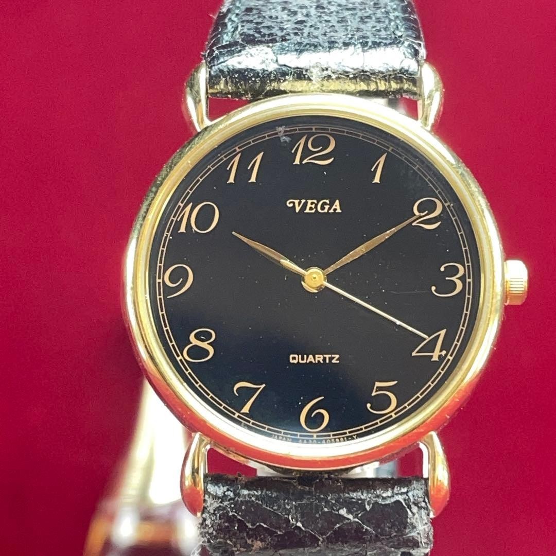 Battery replaced / Made in Japan CITIZEN VEGA Quartz Black Dial