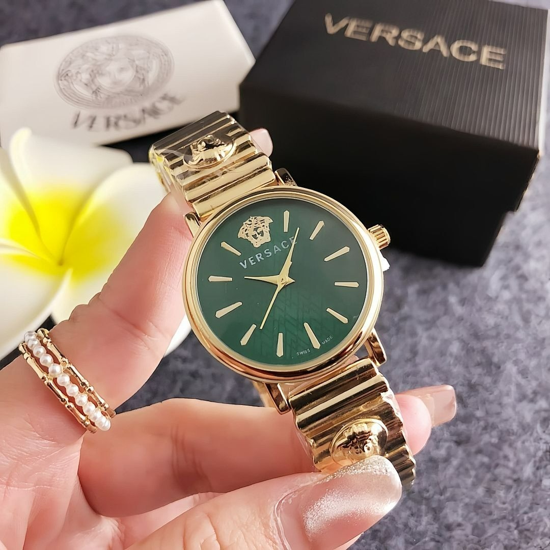 Timeless Versace 32mm Quartz Watch with Alloy Wristband and Box