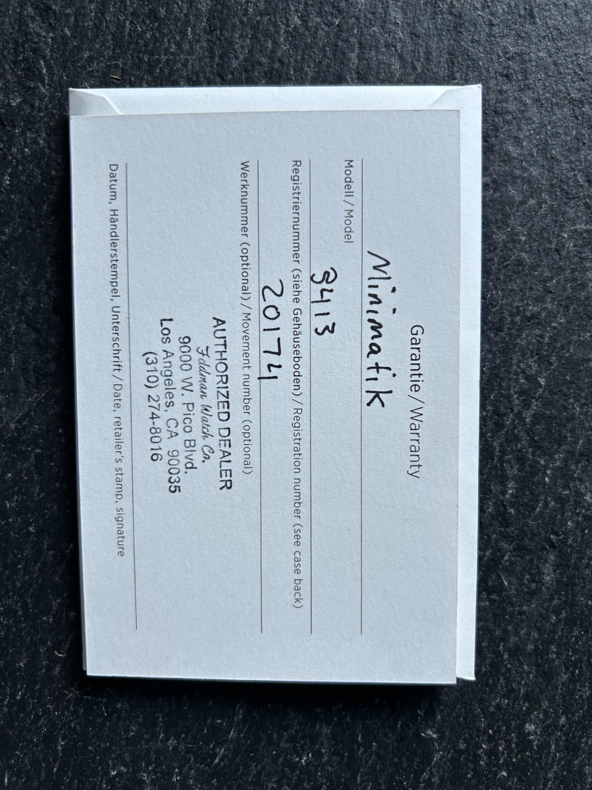 NOMOS Minimatik 1203/3413 automatic with papers and new authentic strap, 35.5mm