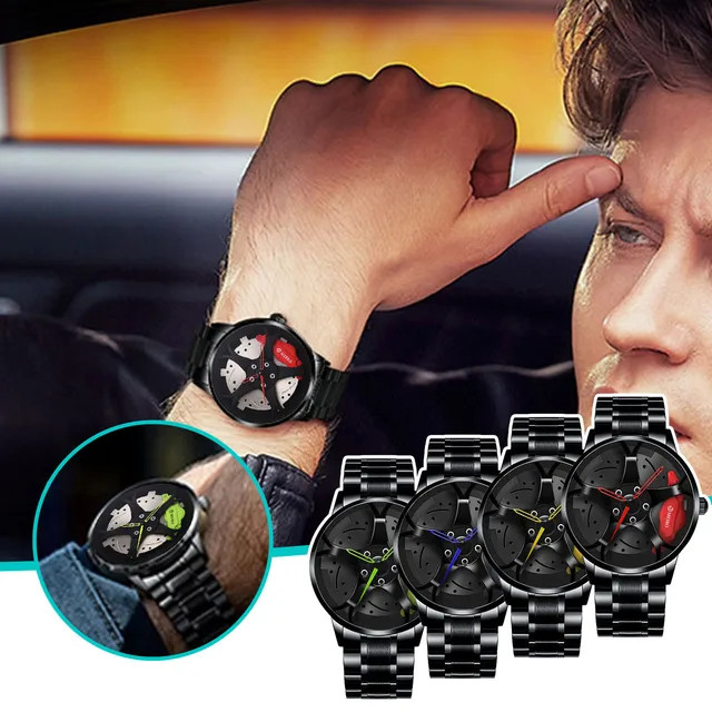 Fashion Sport Watch Car Wheel Rim Stainless Steel Waterproof Wrist Watches Men Z