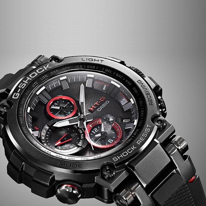 Casio G-Shock MTG-B1000B-1AJF MT-G Black IP Bluetooth Solar Red Accent Brand New