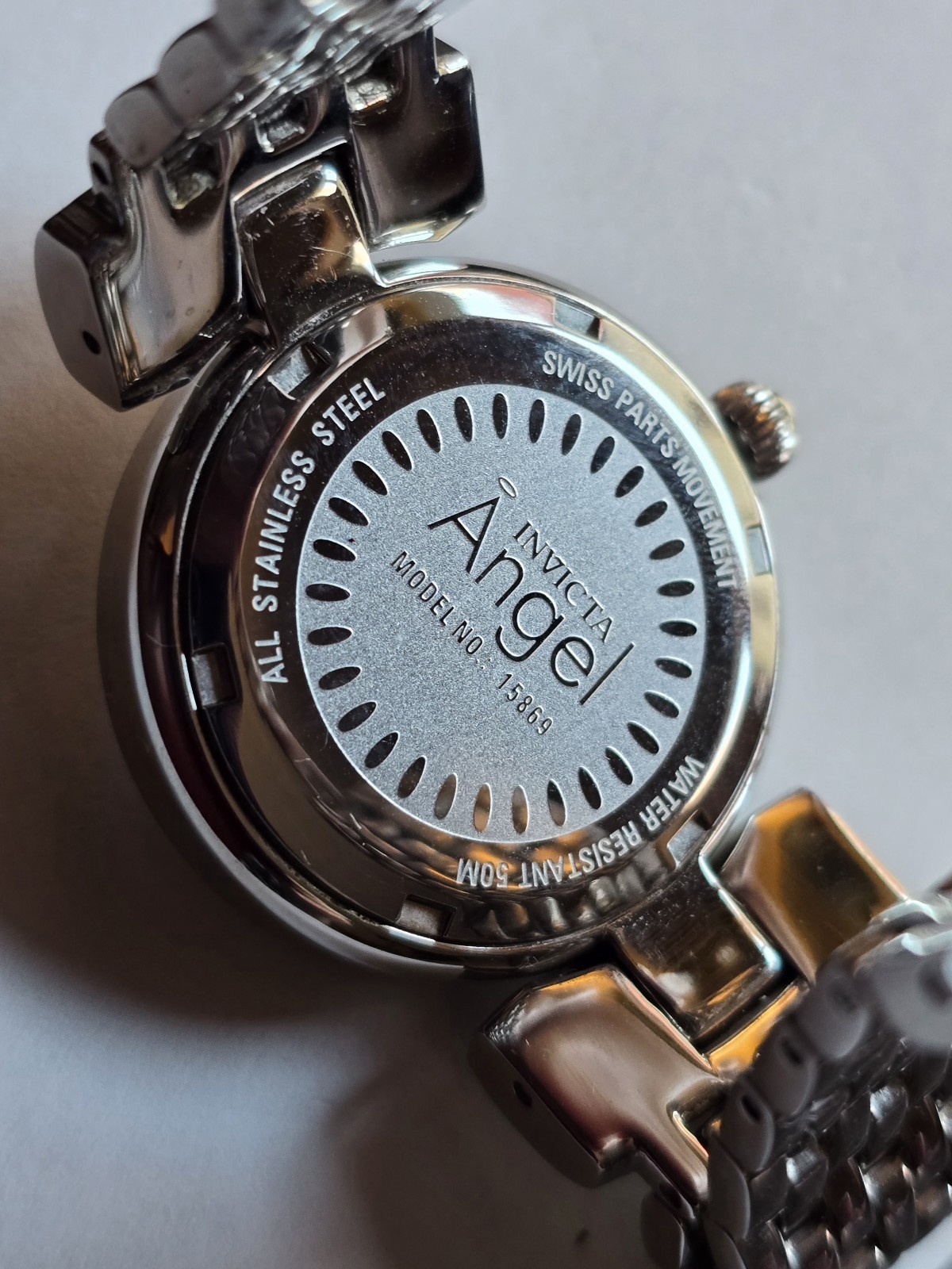 Invicta Angel Watch 15869 Mosaic Face, Silver Color, Blue Hands & Indices Runs