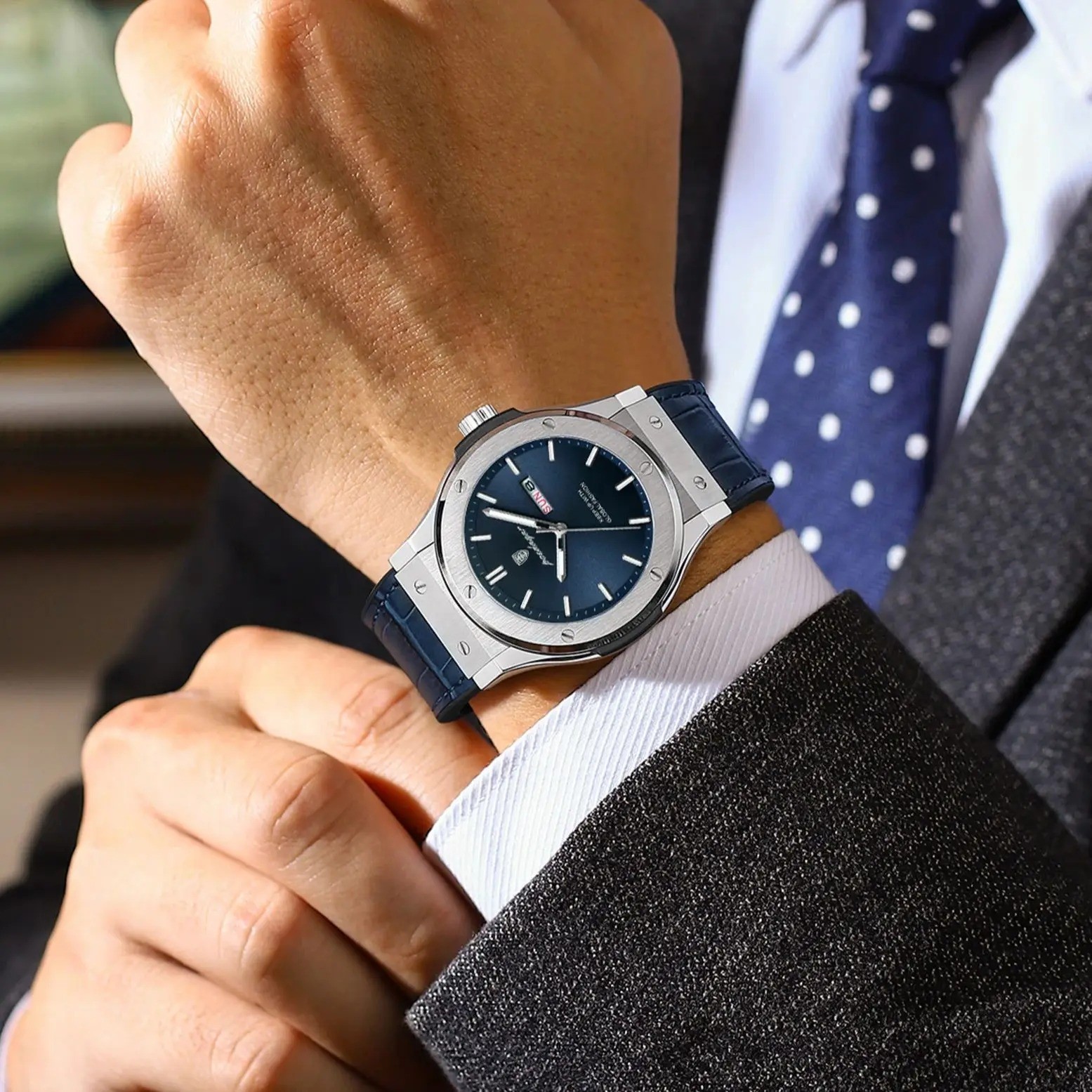 POEDAGAR Luxury Business Watch For Men Waterproof Luminous Date Week Man Wristwa