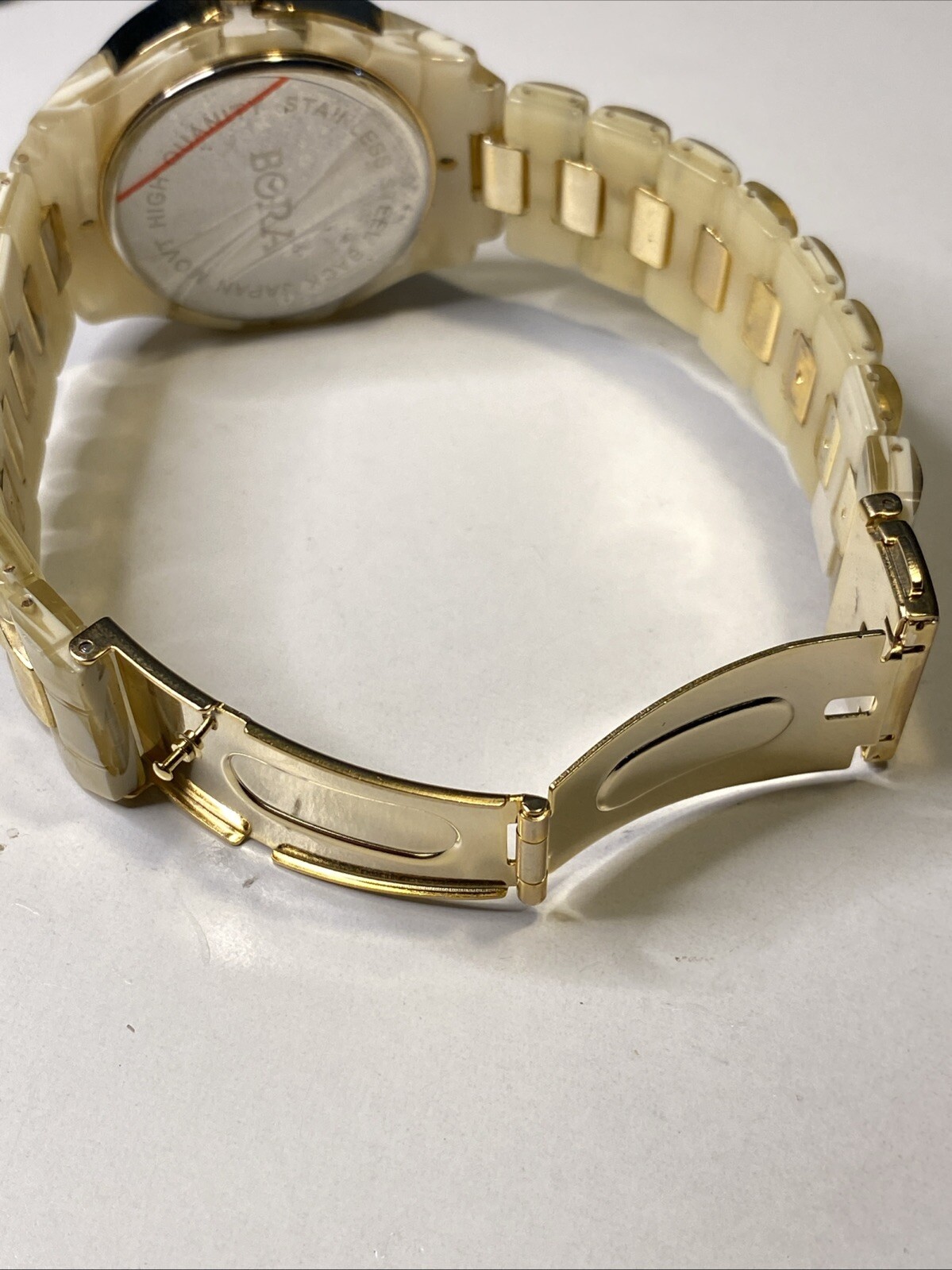 Bora Shell Like Band New Battery Gold Tone Japan Movement
