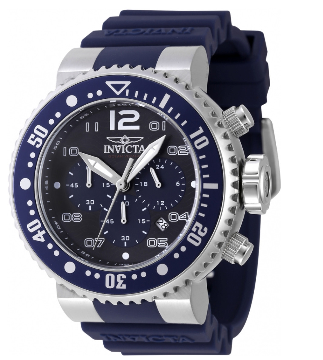 Invicta Pro Diver Dark Blue Ocean Voyage Mens 52mm Black Dial Chrono Watch 47195