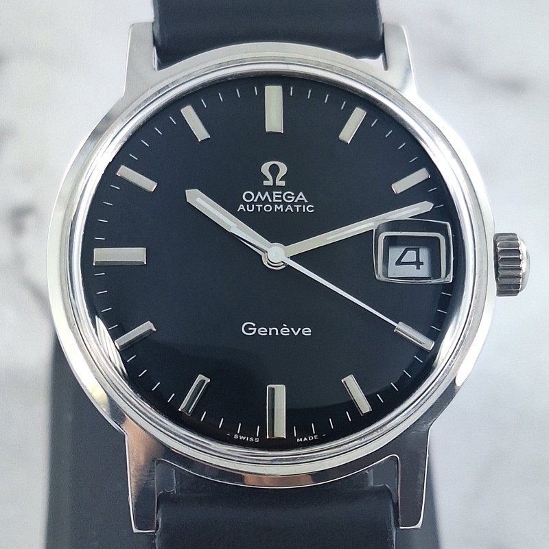 OMEGA GENEVE AUTOMATIC 24 JEWELS CAL.565 DATE REF.166.070 BLACK DIAL MEN’S WATCH