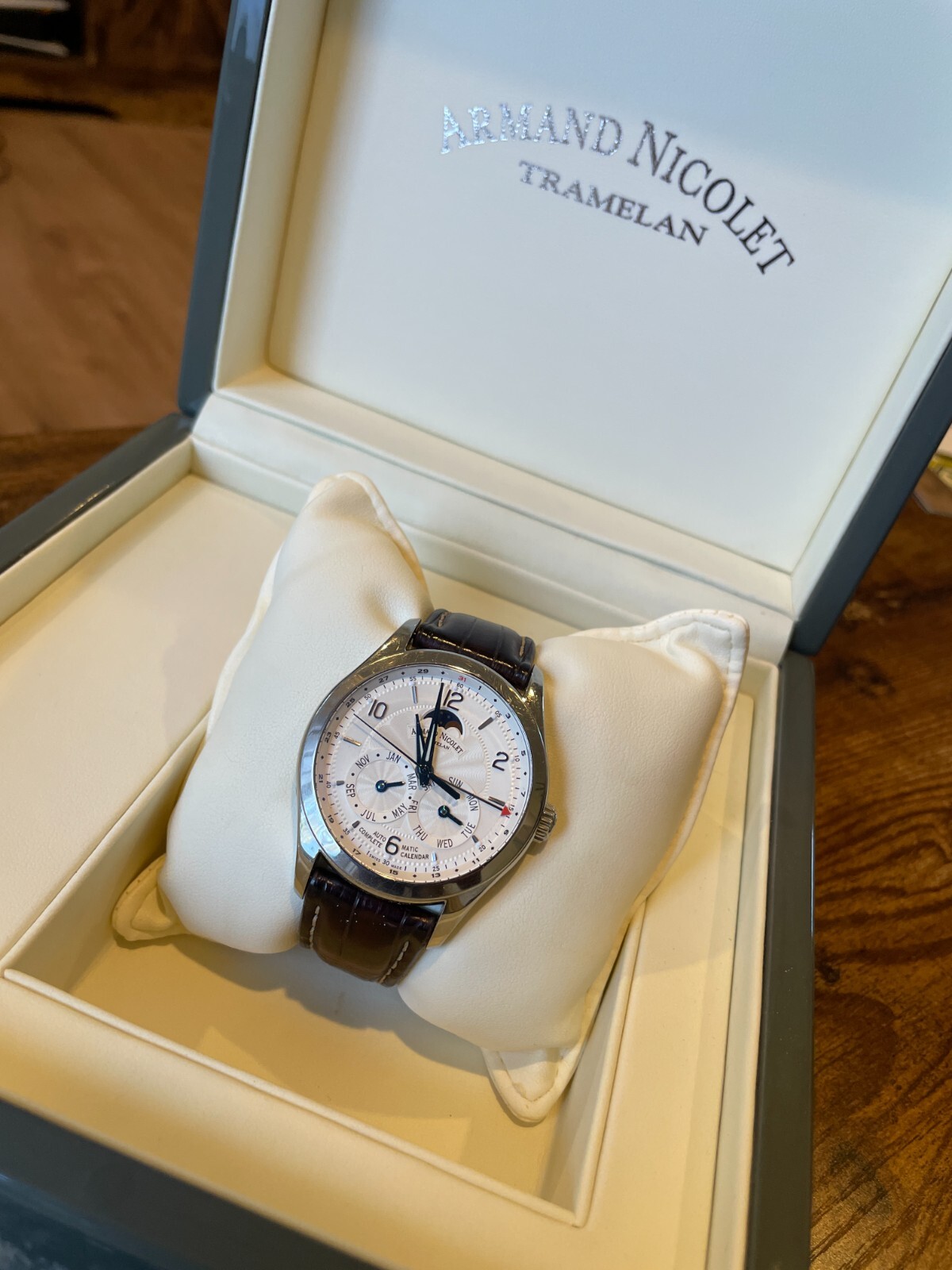 Armand Nicollet M02 Complete Calendar 9742B-AG-P974MR2 With Box & Papers