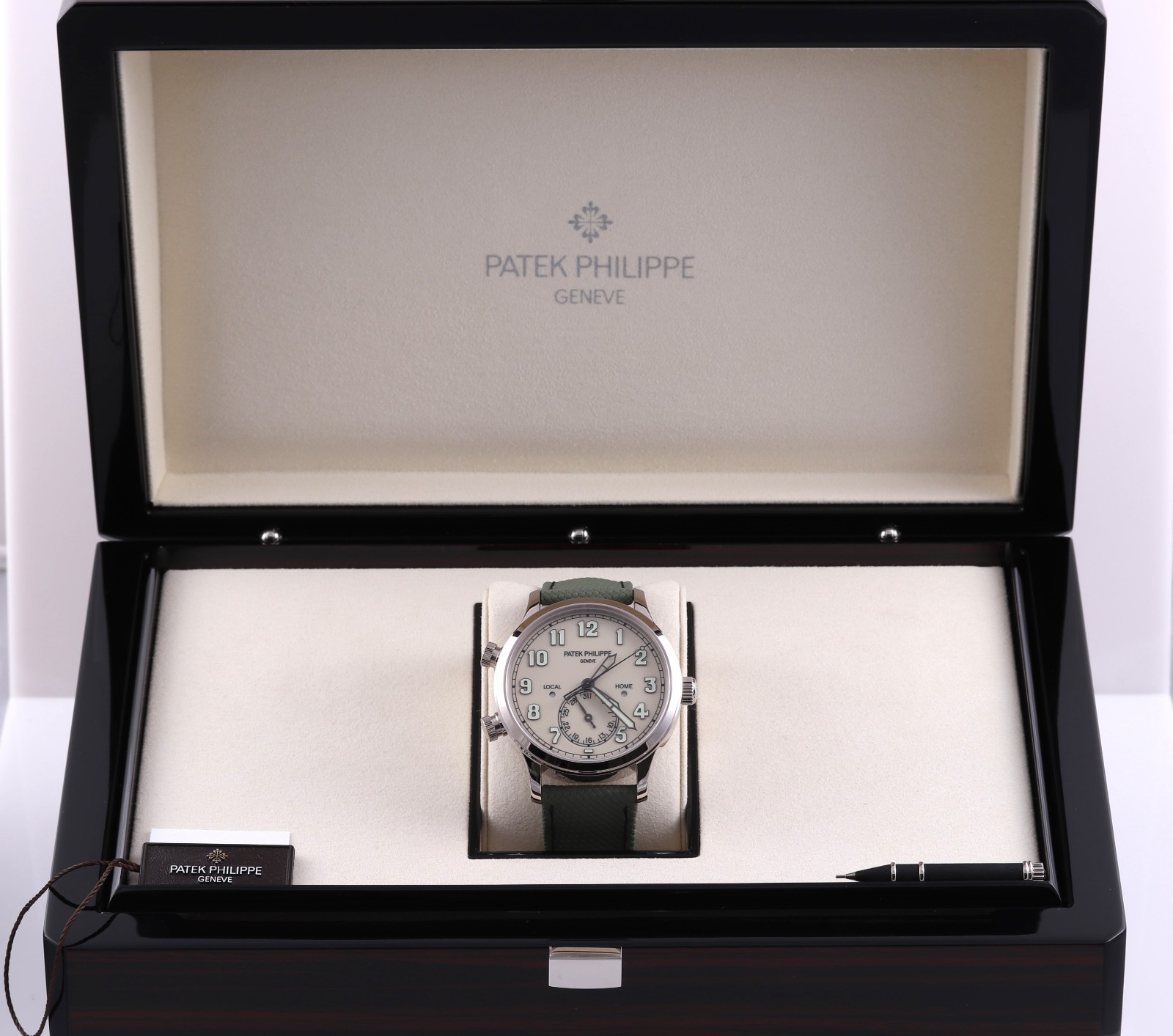 Patek Philippe Calatrava Pilot Travel Time Ivory White Gold Box/Papers 5524G