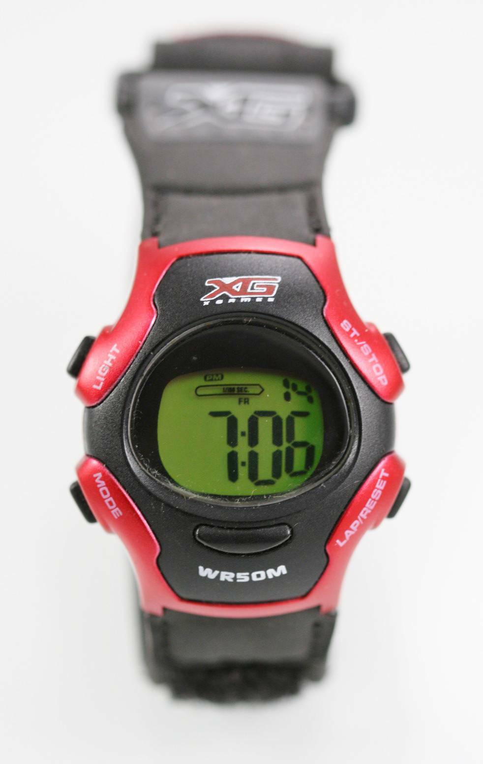 Xgames Watch Women/Youth Light Alarm Date 24hr Black Rubber 50m Stopwatch Quartz